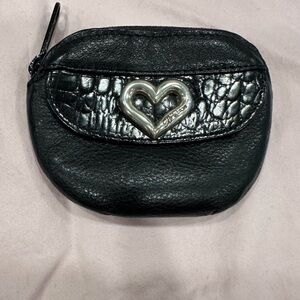 Brighton Black Heart-Embellished Leather Pouch